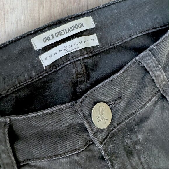 ONE X ONETEASPOON Black Freebird II Low Waist Short Rise Fitted Leg Jeans 26 - Picture 4 of 8